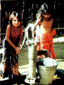 New tube-well installed by EPRC allows even children to draw clean water for their families.